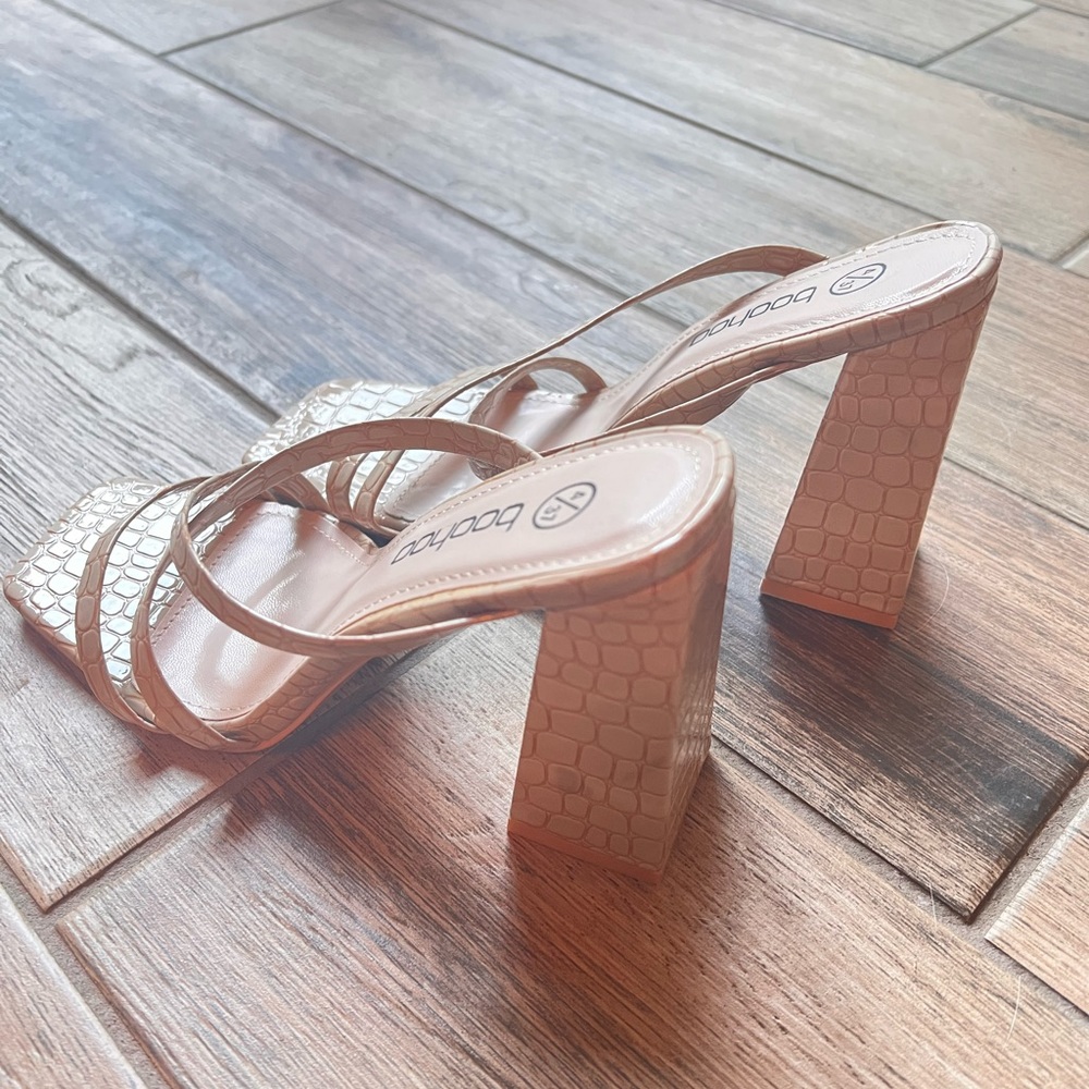 Boohoo Nude Snake Skin Strappy Sandal View 3